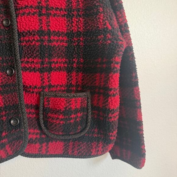 Vintage Kathy Ireland Plaid Jacket Coat Oversize Size L Fleece Warm Hunter Barn - Picture 2 of 7